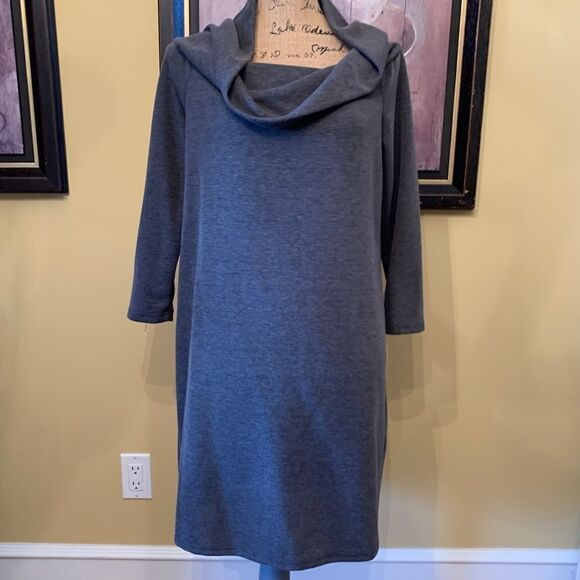 Design Lab grey knitted Dress Cowl neck sz L - Picture 1 of 7